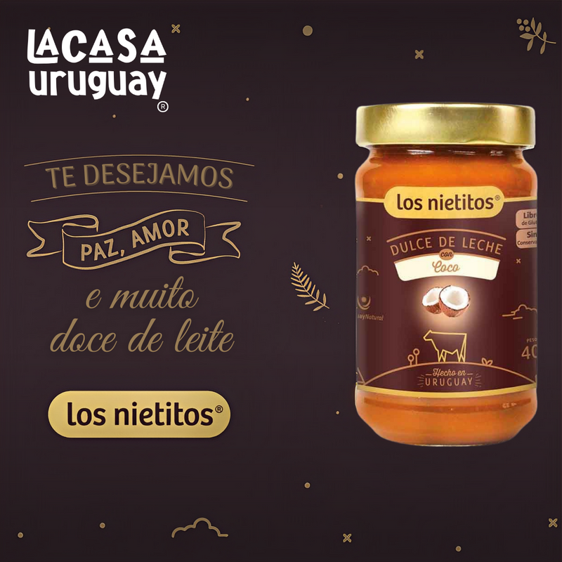 Doce De Leite Com Coco Los Nietitos 400G, Los Nietitos, Doce De Leite Uruguaio Com Coco, Marrom, Há 60 Anos Fazendo Com