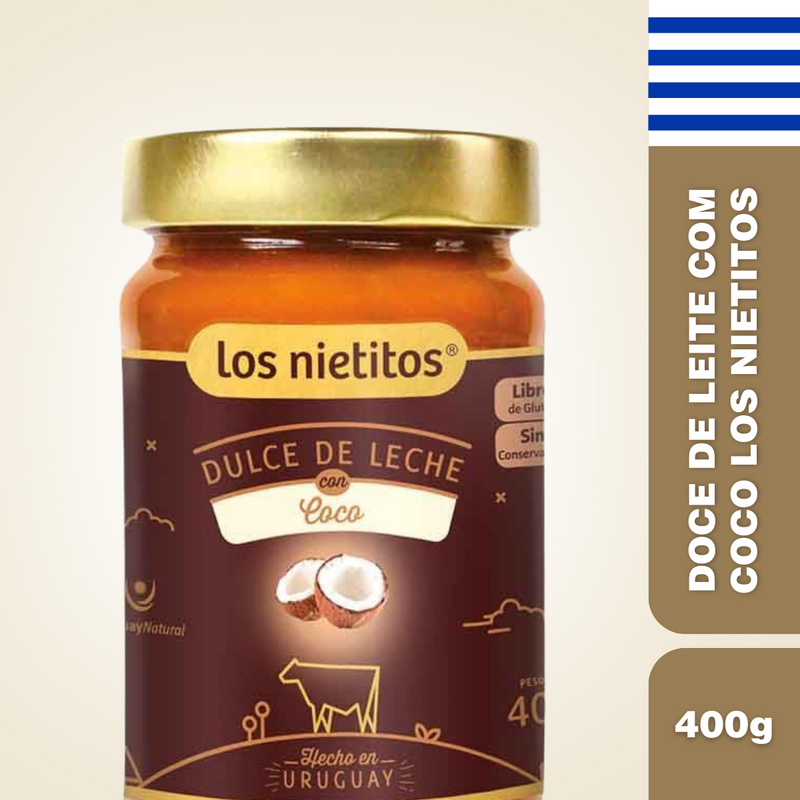 Doce De Leite Com Coco Los Nietitos 400G, Los Nietitos, Doce De Leite Uruguaio Com Coco, Marrom, Há 60 Anos Fazendo Com