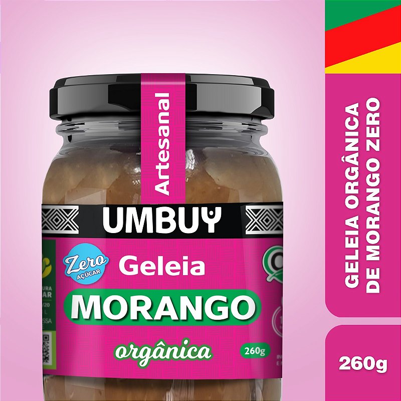 Geleia Orgânica De Morango Zero Adição De Açúcar Umbuy Orgânicos 260G