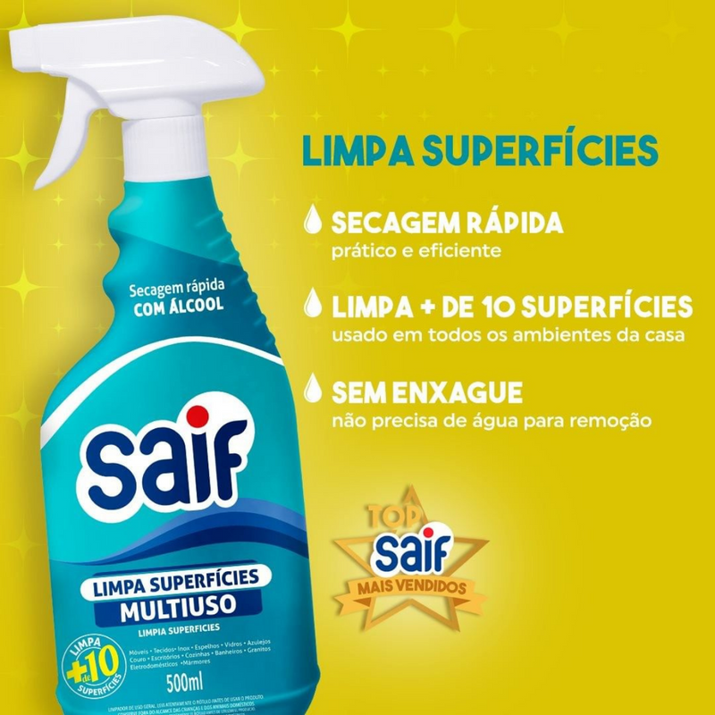 Limpa Superfícies Multiuso Com Gatilho Saif 500Ml