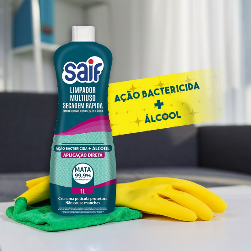 Limpador Multiuso Secagem Rápida Com Álcool Saif 1L