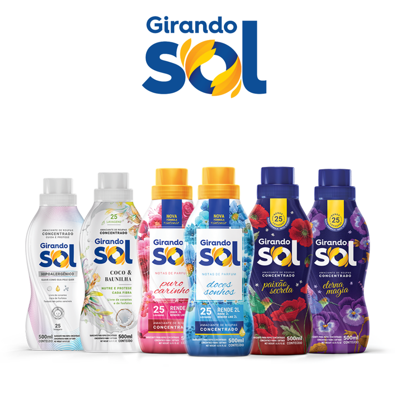 Amaciante Concentrado Paixão Secreta Girando Sol 500Ml, Amaciante De Roupas Concentrado, Vermelho, Nova Fórmula E Mais I