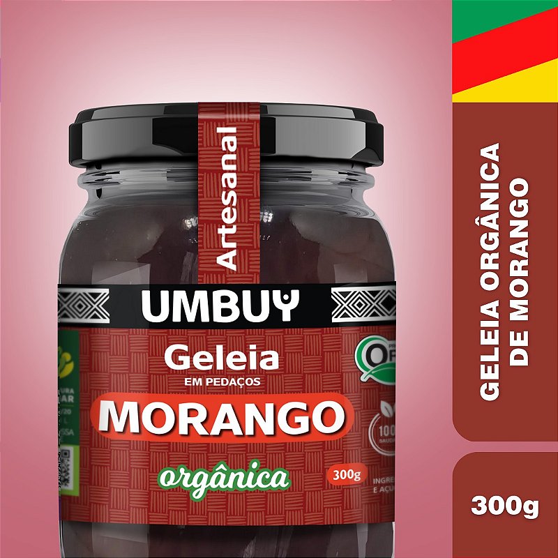 Geleia Orgânica De Morango Em Pedaços Umbuy Orgânicos 300G