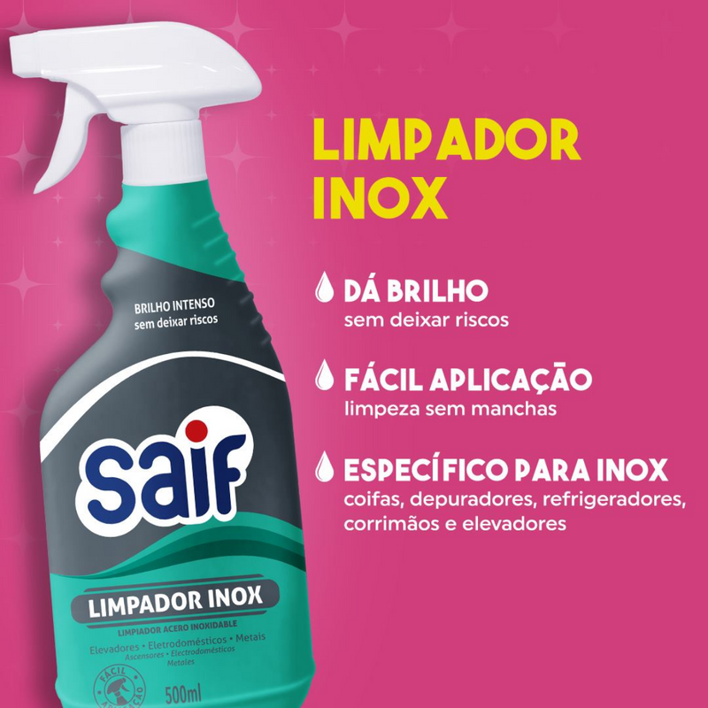 Limpador De Inox Com Gatilho Saif 500Ml