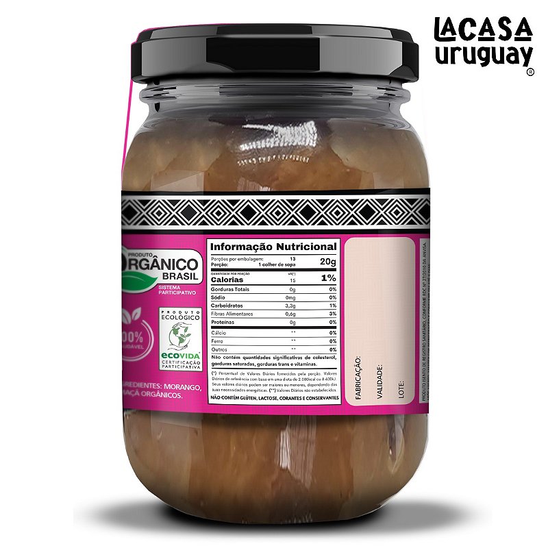 Geleia Orgânica De Morango Zero Adição De Açúcar Umbuy Orgânicos 260G