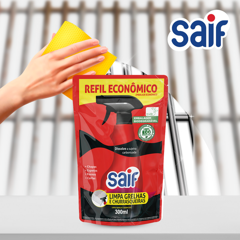 Limpa Grelhas E Churrasqueiras Sachê Saif 300Ml