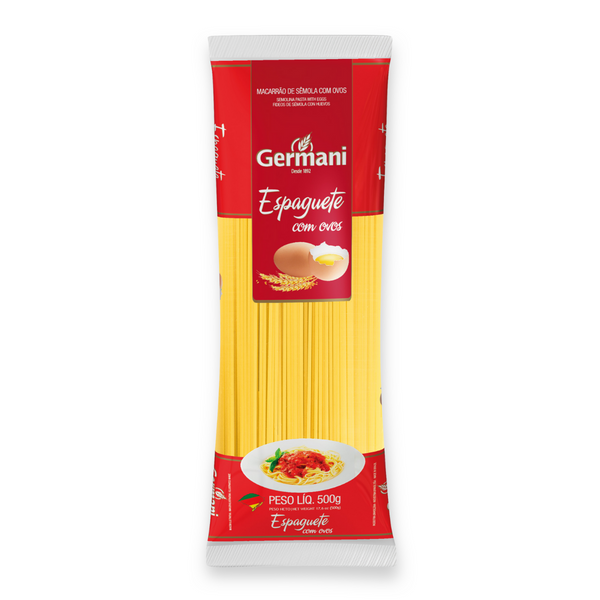 Macarrão Espaguete Com Ovos Germani 500G, Germani Alimentos, Massa Espaguete De Sêmola Com Ovos Pasta Spaghetti All Uovo